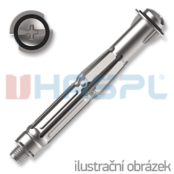 Hohlraum-Metalldübel HOD-S 10x52mm + Schraub M5 Linsenkopf PZ verzinkt - 1